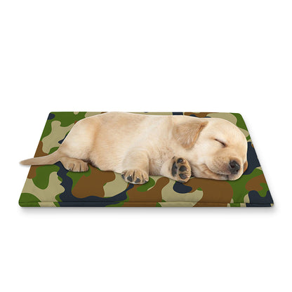 Military Green Camouflage Print Pet Cooling Mat Cover