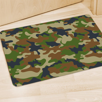 Military Green Camouflage Print Polyester Doormat