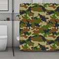Military Green Camouflage Print Polyester Shower Curtain