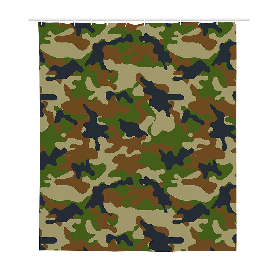 Military Green Camouflage Print Polyester Shower Curtain