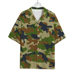 Military Green Camouflage Print Rayon Hawaiian Shirt
