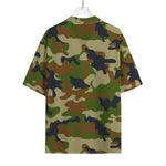 Military Green Camouflage Print Rayon Hawaiian Shirt