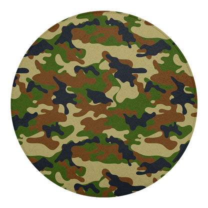 Military Green Camouflage Print Round Blanket