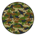 Military Green Camouflage Print Round Floor Mat