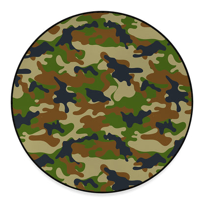 Military Green Camouflage Print Round Floor Mat