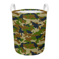 Military Green Camouflage Print Round Laundry Basket