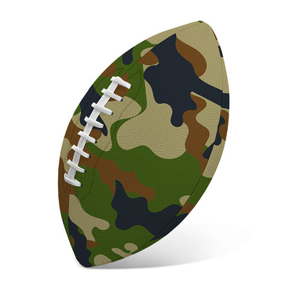Military Green Camouflage Print Rugby Ball