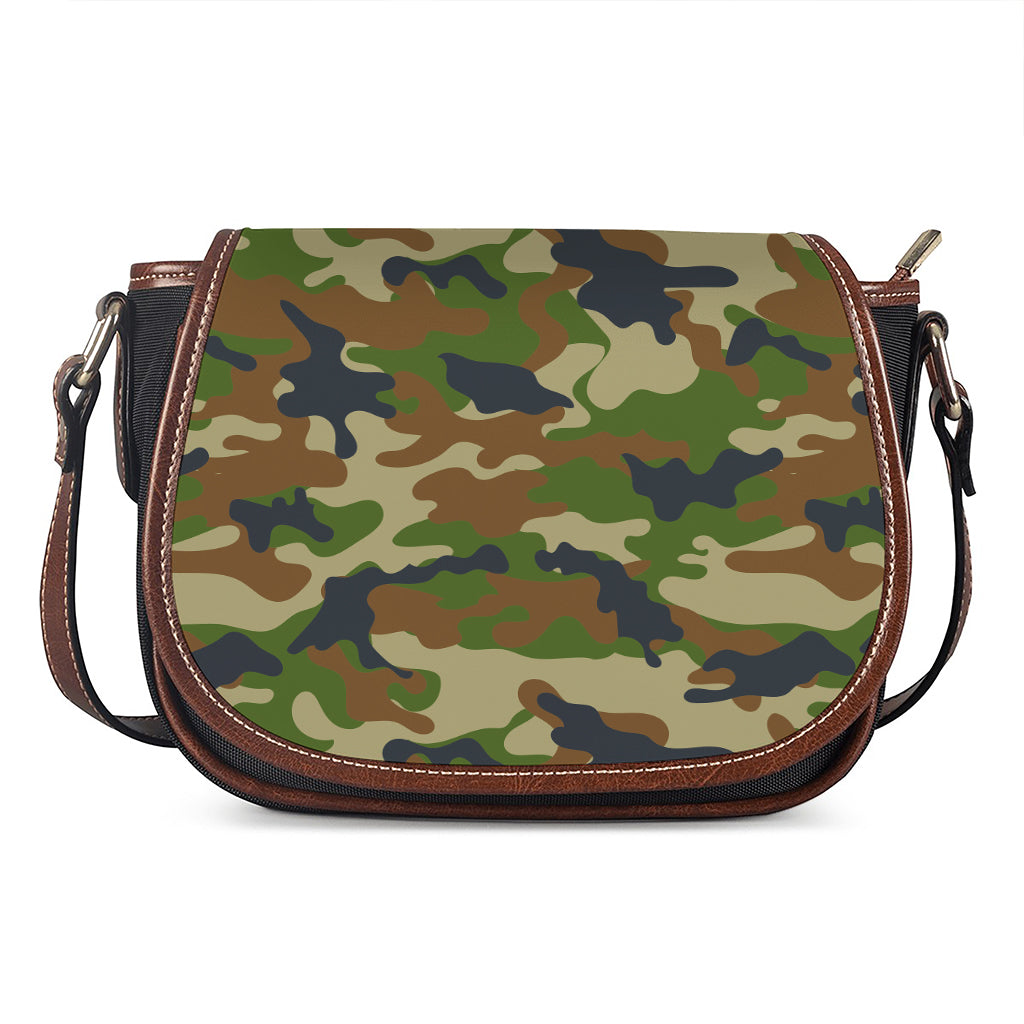 Military Green Camouflage Print Saddle Bag