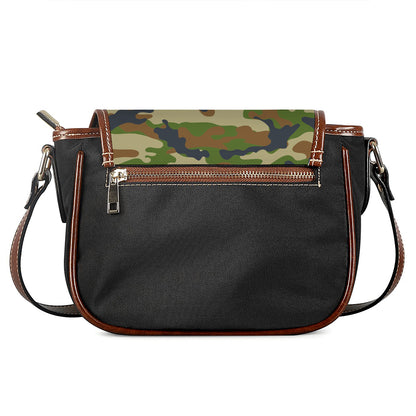 Military Green Camouflage Print Saddle Bag