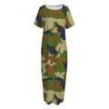 Military Green Camouflage Print Short Sleeve Long Nightdress