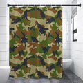 Military Green Camouflage Print Shower Curtain