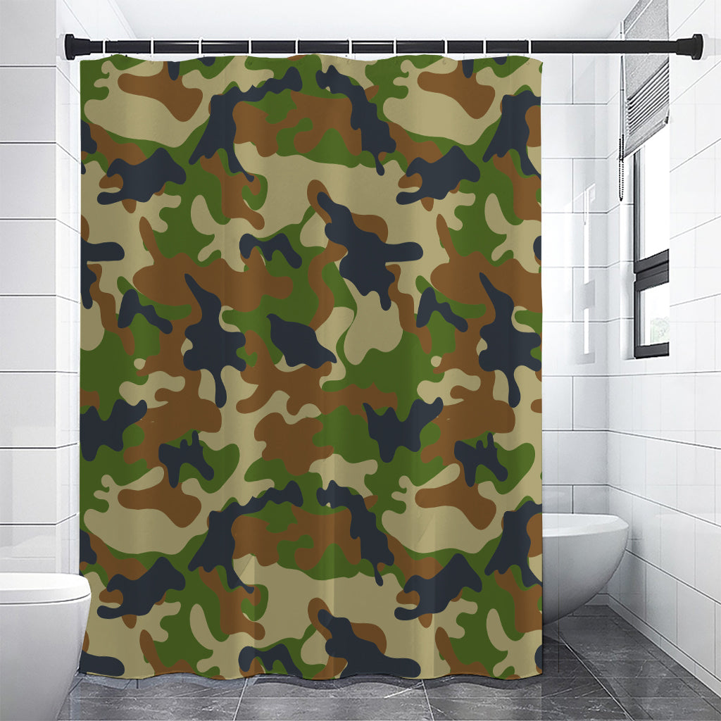 Military Green Camouflage Print Shower Curtain