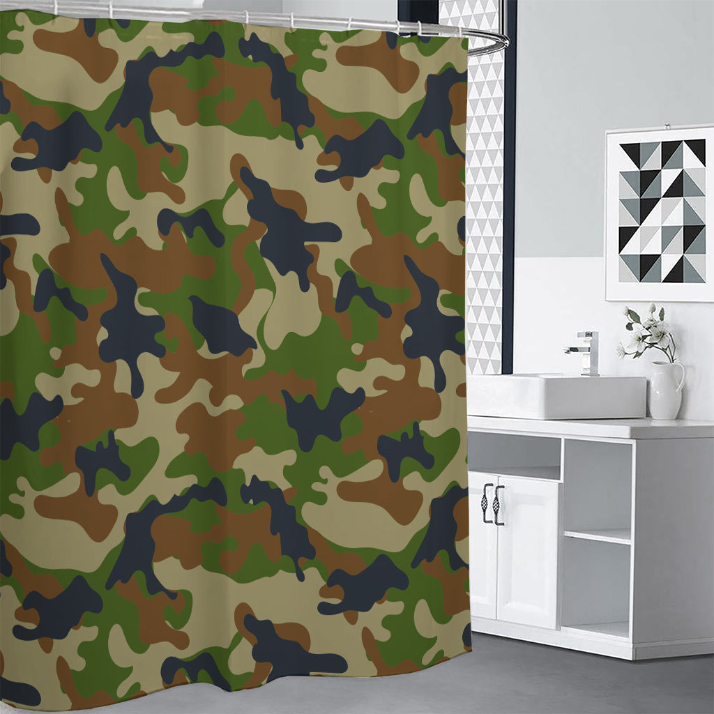 Military Green Camouflage Print Shower Curtain