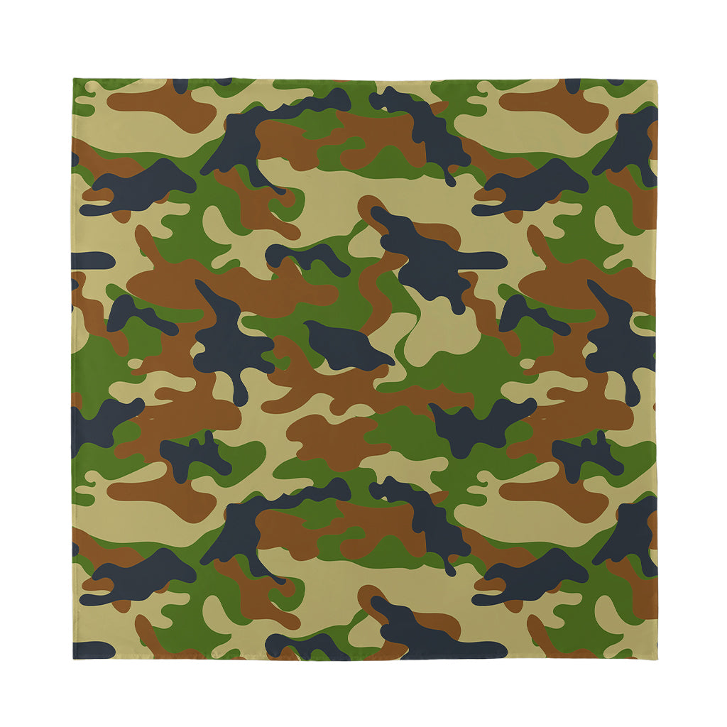 Military Green Camouflage Print Silk Bandana