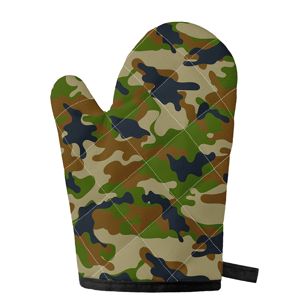 Military Green Camouflage Print Single Oven Mitt