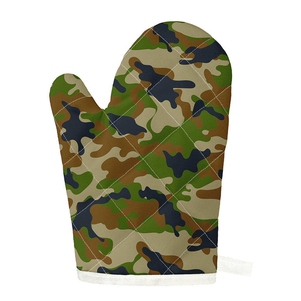 Military Green Camouflage Print Single Oven Mitt