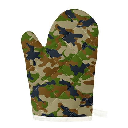 Military Green Camouflage Print Single Oven Mitt