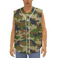 Military Green Camouflage Print Sleeveless Baseball Jersey