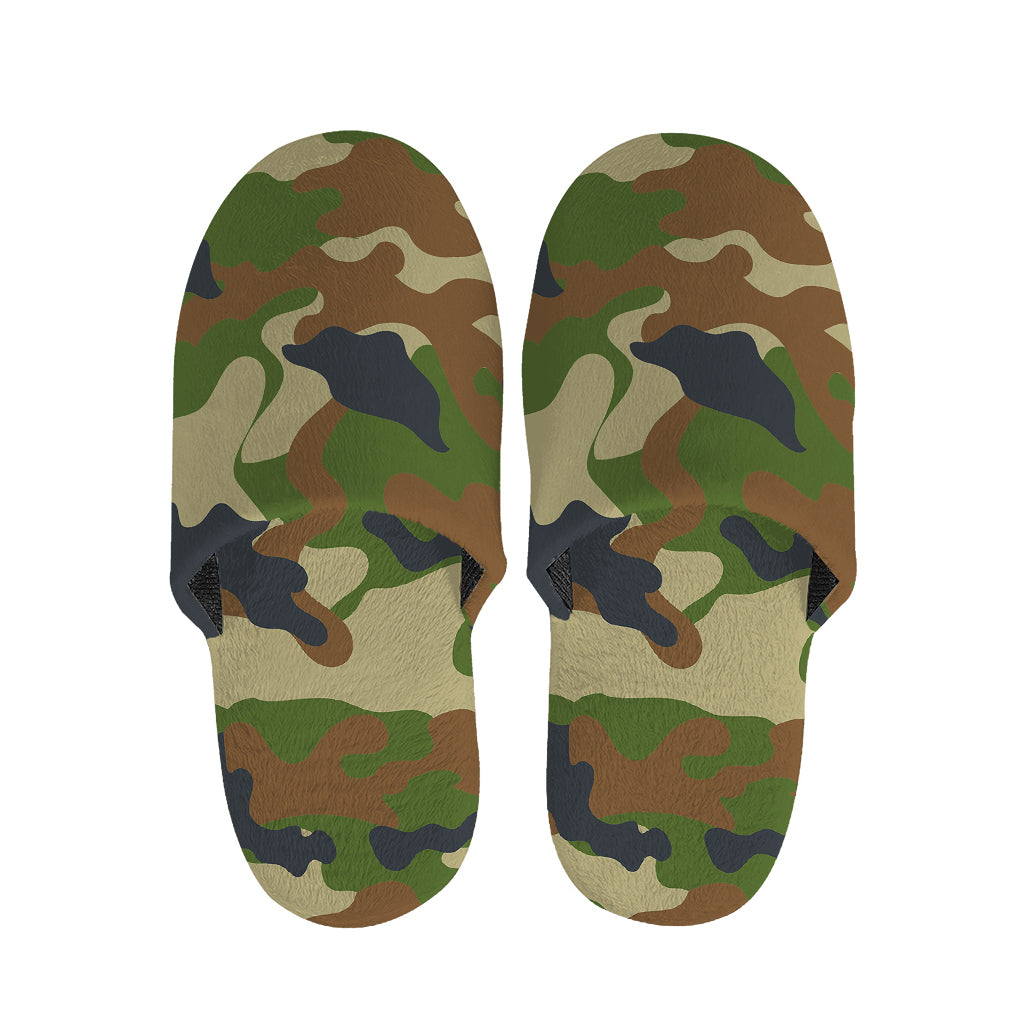 Military Green Camouflage Print Slippers