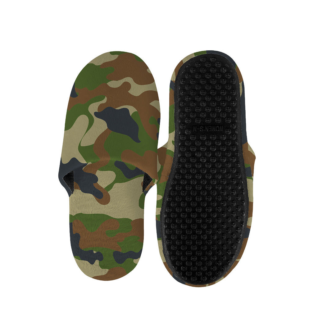 Military Green Camouflage Print Slippers
