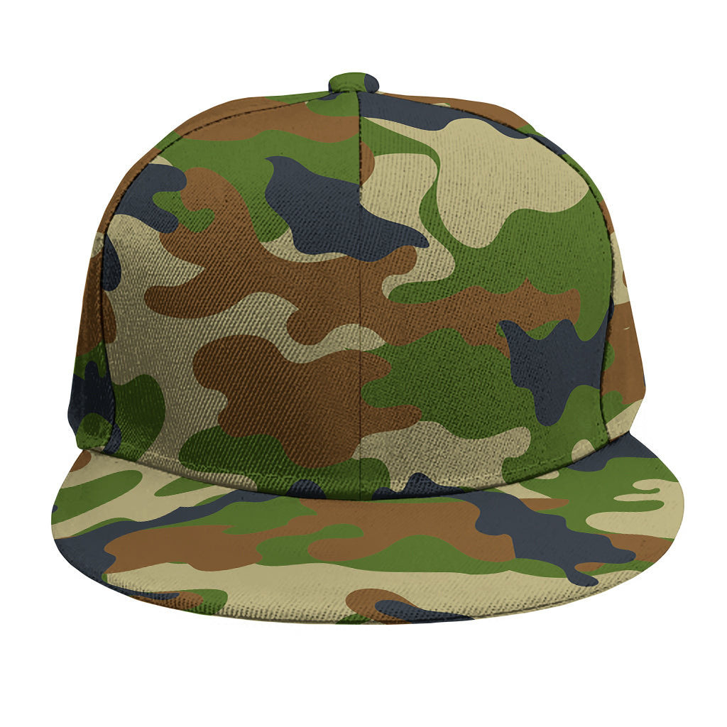Military Green Camouflage Print Snapback Cap
