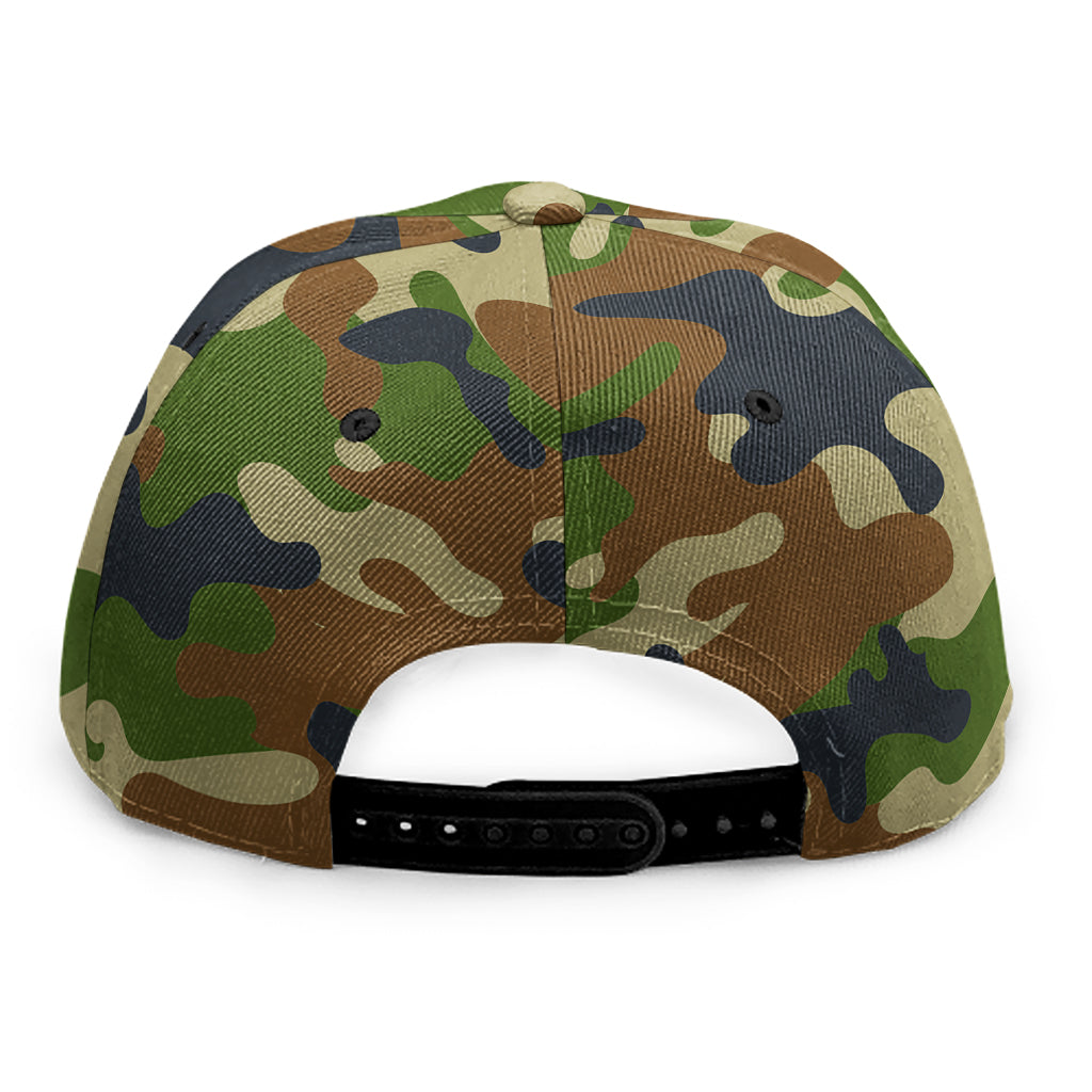 Military Green Camouflage Print Snapback Cap