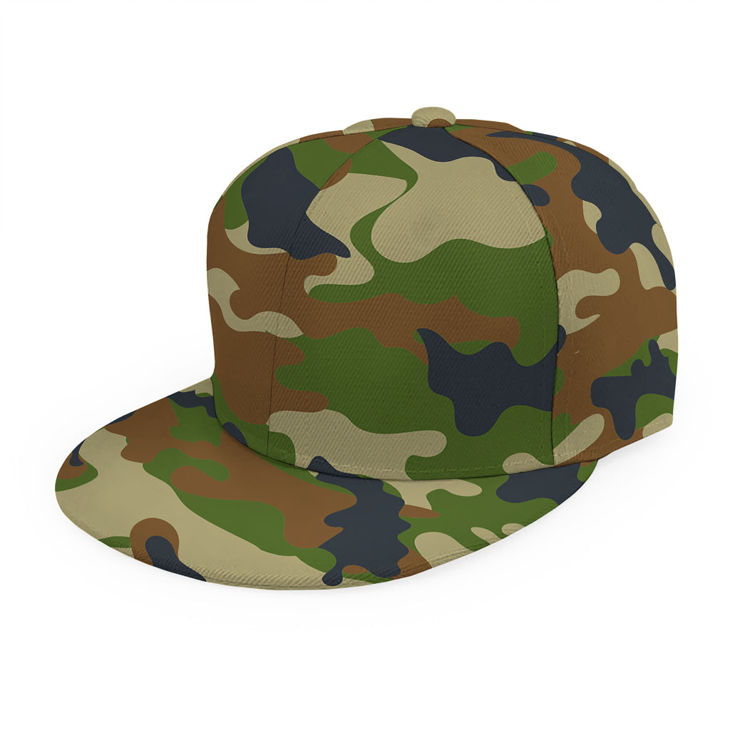 Military Green Camouflage Print Snapback Cap