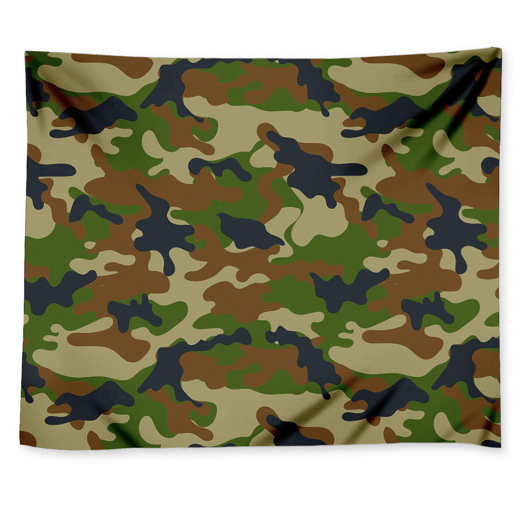 Military Green Camouflage Print Tapestry
