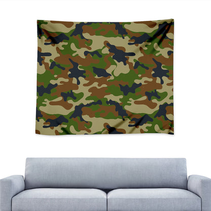 Military Green Camouflage Print Tapestry
