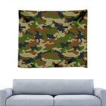Military Green Camouflage Print Tapestry