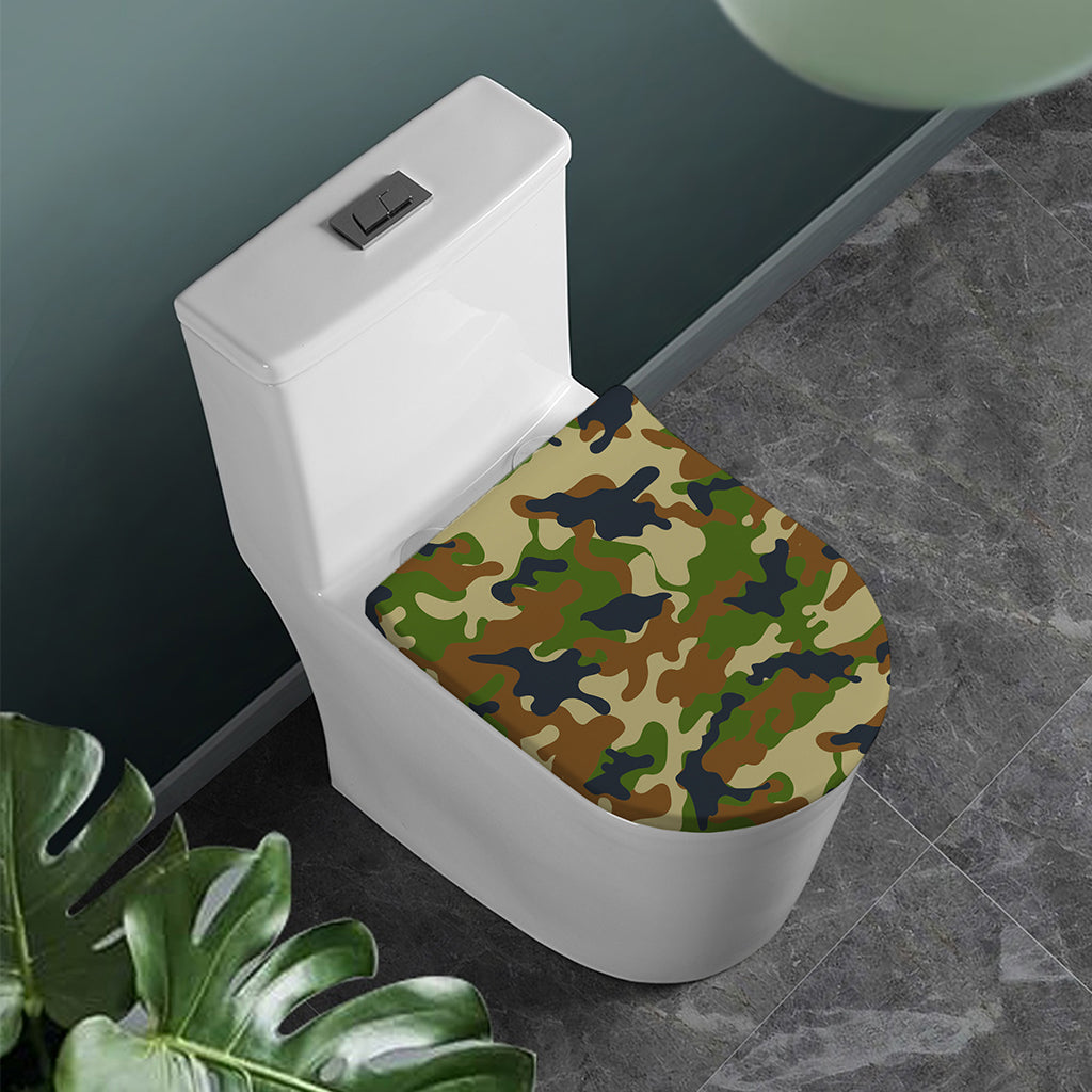 Military Green Camouflage Print Toilet Lid Cover