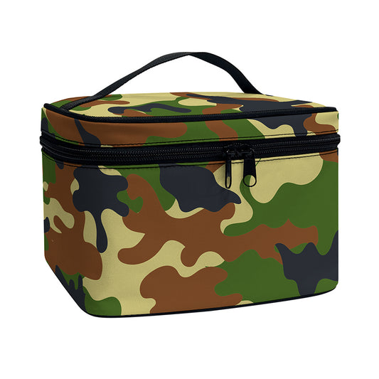 Military Green Camouflage Print Travel Makeup Bag