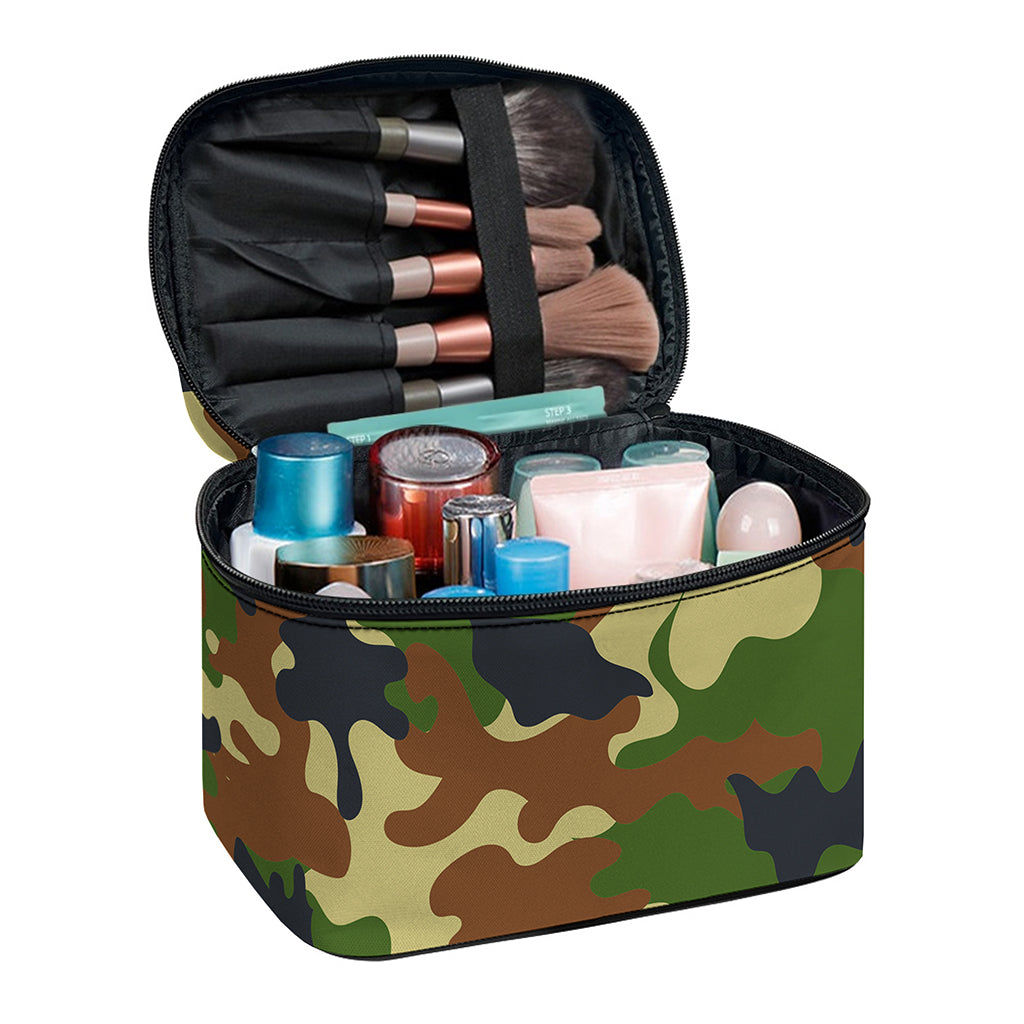 Military Green Camouflage Print Travel Makeup Bag