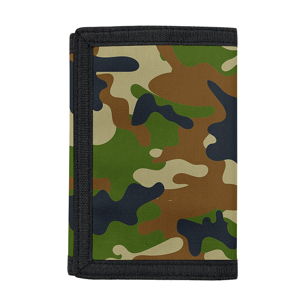 Military Green Camouflage Print Trifold Wallet
