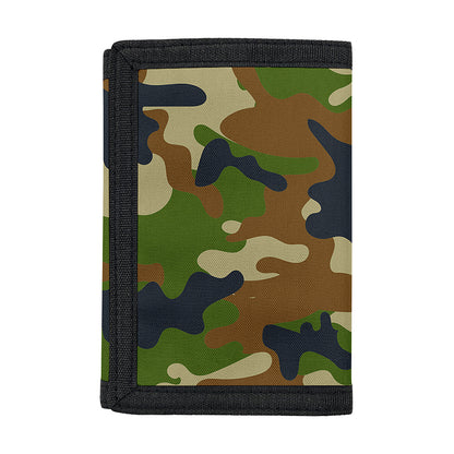 Military Green Camouflage Print Trifold Wallet