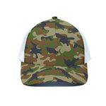 Military Green Camouflage Print White Mesh Trucker Cap
