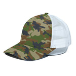 Military Green Camouflage Print White Mesh Trucker Cap