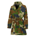 Military Green Camouflage Print Women's Bathrobe