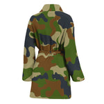 Military Green Camouflage Print Women's Bathrobe