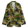Military Green Camouflage Print Women's Blazer