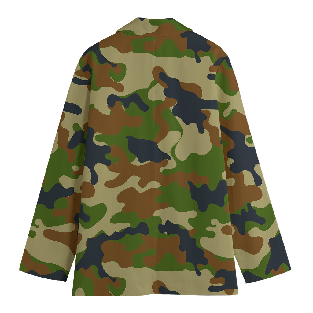 Military Green Camouflage Print Women's Blazer