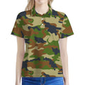 Military Green Camouflage Print Women's Polo Shirt