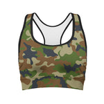Military Green Camouflage Print Women's Sports Bra