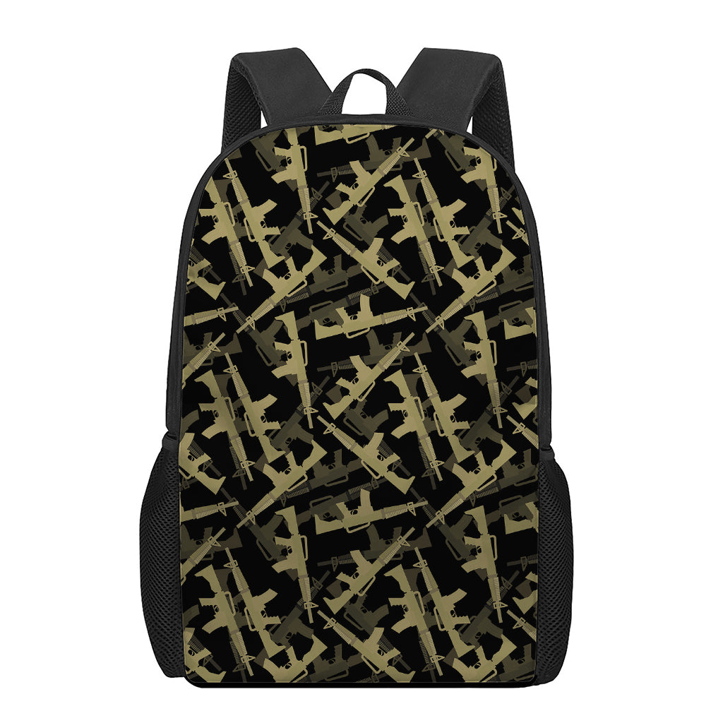 Military Guns Pattern Print 17 Inch Backpack