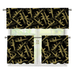 Military Guns Pattern Print 3 Piece Kitchen Curtains