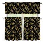 Military Guns Pattern Print 3 Piece Kitchen Curtains