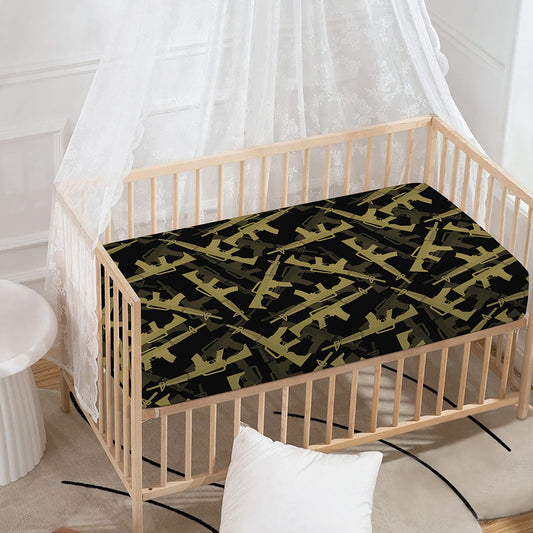 Military Guns Pattern Print Baby Crib Sheet