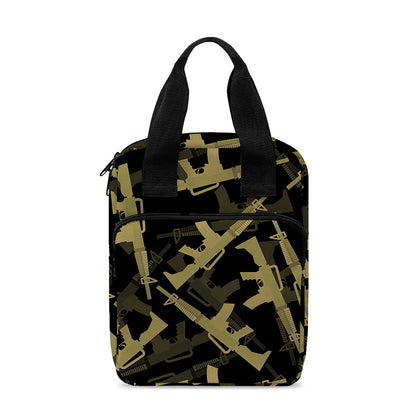 Military Guns Pattern Print Bible Tote Bag