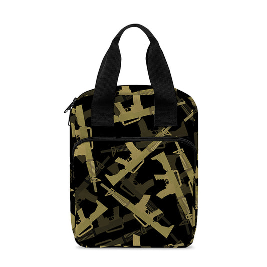 Military Guns Pattern Print Bible Tote Bag