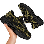 Military Guns Pattern Print Black Chunky Shoes